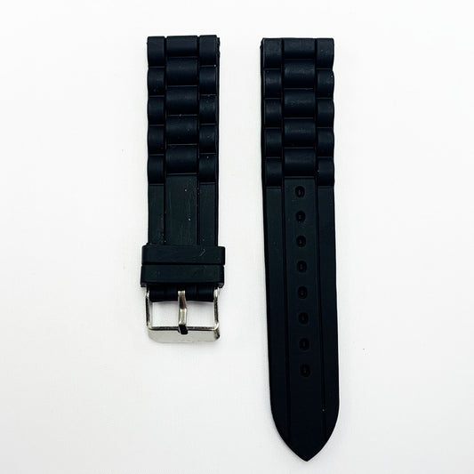 16 MM Silicone Chai Style Watch Band Black Color Quick Release Regular Size Watch Strap - Universal Jewelers & Watch Tools Inc.