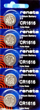 Renata Watch Battery CR 1616, 1-pack-5 battery Replacement, Lithium 3V, Swiss Made