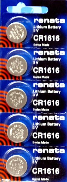Renata Watch Battery CR 1616, 1-pack-5 battery Replacement, Lithium 3V, Swiss Made