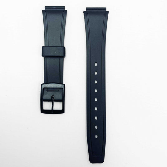 16mm pvc plastic watch band black black buckle for casio timex seiko citizen iron man watches