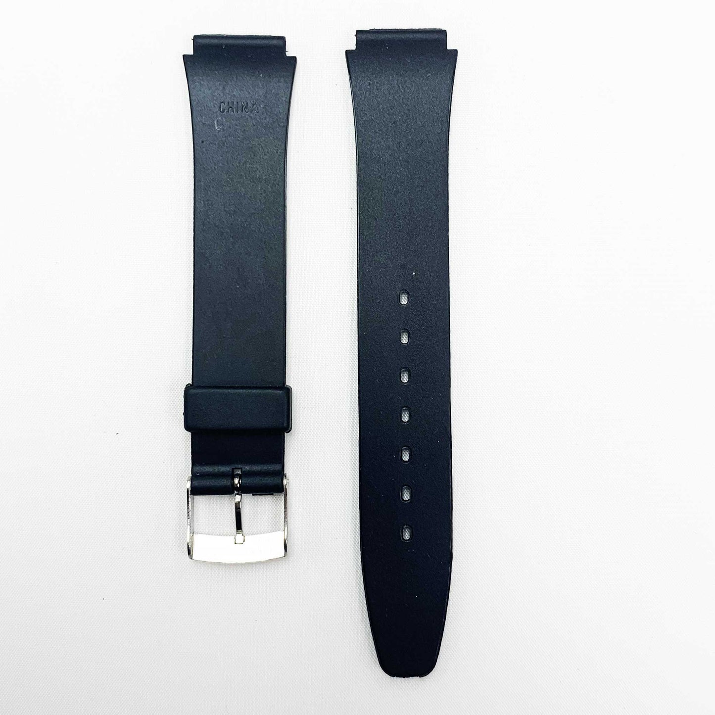 16MM PVC Plastic Watch Band Black Textured for Casio Timex Seiko Citizen Iron Man Watches - Universal Jewelers & Watch Tools Inc.