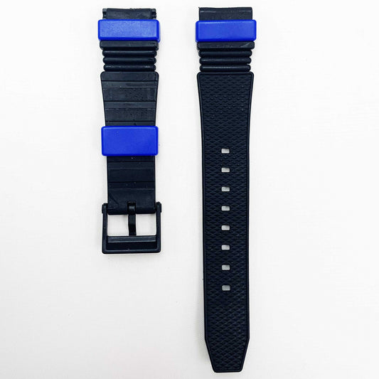 18MM PVC Plastic Watch Band Black Blue for Casio Timex Seiko Citizen Iron Man Watches - Universal Jewelers & Watch Tools Inc.