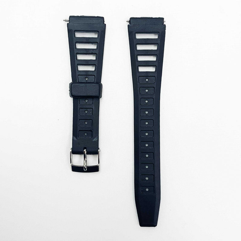 Load image into Gallery viewer, 18mm pvc plastic watch band black easy pin for casio timex seiko citizen iron man watches
