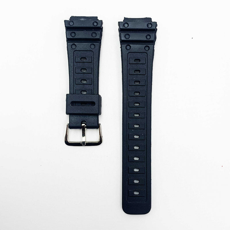 Load image into Gallery viewer, 18mm pvc plastic watch band black plain narrow special fitting for casio timex seiko citizen iron man watches
