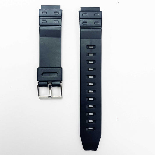 18MM PVC Plastic Watch Band Black Plain Special Fitting for Casio Timex Seiko Citizen Iron Man Watches - Universal Jewelers & Watch Tools Inc.