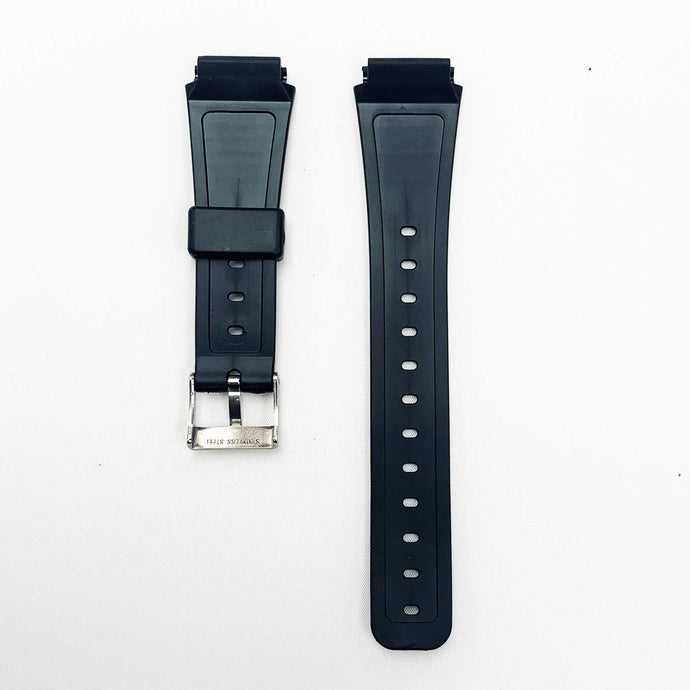 18mm pvc plastic watch band black plain thin special fitting for casio timex seiko citizen iron man watches