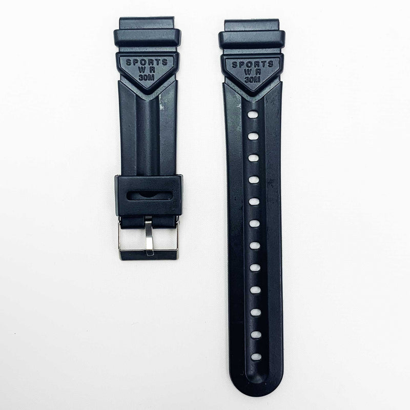 Load image into Gallery viewer, 18mm pvc plastic watch band black sport wr for casio timex seiko citizen iron man watches
