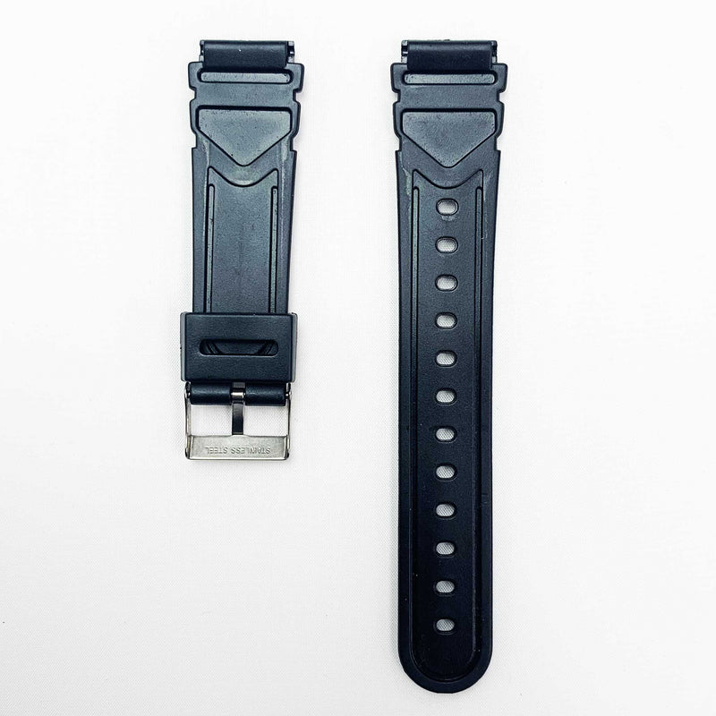 Load image into Gallery viewer, 18mm pvc plastic watch band black sport wr for casio timex seiko citizen iron man watches
