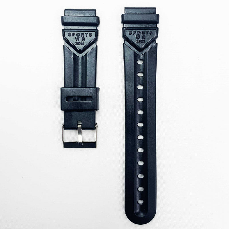 Load image into Gallery viewer, 18mm pvc plastic watch band black wr 30m for casio timex seiko citizen iron man watches
