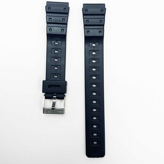 18MM PVC Plastic Watch Band Black for Casio Timex Seiko Citizen Iron Man Watches - Universal Jewelers & Watch Tools Inc.