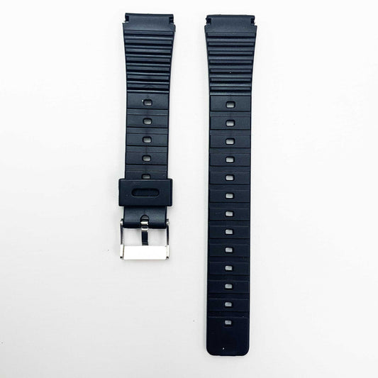 18MM PVC Plastic Watch Band Black for Casio Timex Seiko Citizen Iron Man Watches - Universal Jewelers & Watch Tools Inc.
