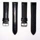 Genuine Leather Watch Band, Black Padded, Plain, Purple Stitches, 19MM and 20MM , Regular Size, Stainless Steel Silver Buckle - Universal Jewelers & Watch Tools Inc. 