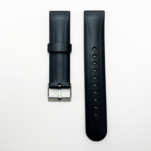 20 MM PVC Plain 2 Lines Watch Band Black Color Quick Release Regular Size Watch Strap - Universal Jewelers & Watch Tools Inc.