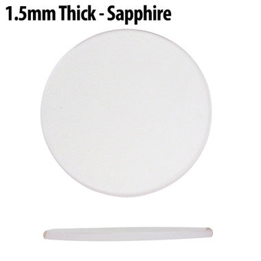 Round Flat Sapphire Watch Crystal 1.5mm Thick(Diameter 20.0mm to 42.5mm)