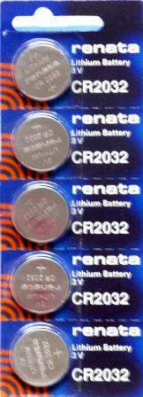 Renata Watch Battery CR 2032, 1-pack-5 battery Replacement, Lithium 3V, Swiss Made