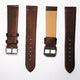 Genuine Leather Watch Band, Brown Satin Fabric Finishing, Flat Plain, 20MM , Regular Size, Stainless Steel Silver Buckle - Universal Jewelers & Watch Tools Inc. 