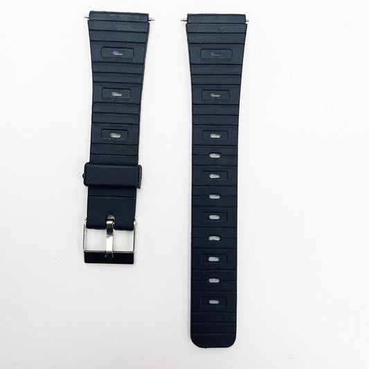 20MM PVC Plastic Watch Band Black Easy Pin for Casio Timex Seiko Citizen Iron Man Watches - Universal Jewelers & Watch Tools Inc.