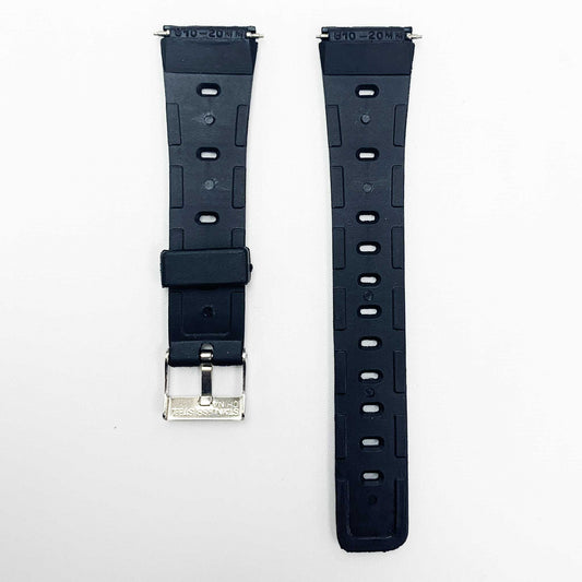 20MM PVC Plastic Watch Band Black Easy Pin for Casio Timex Seiko Citizen Iron Man Watches - Universal Jewelers & Watch Tools Inc.