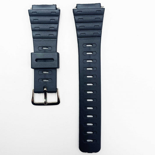 20MM PVC Plastic Watch Band Black Metal Style Special Fitting for Casio Timex Seiko Citizen Iron Man Watches - Universal Jewelers & Watch Tools Inc.