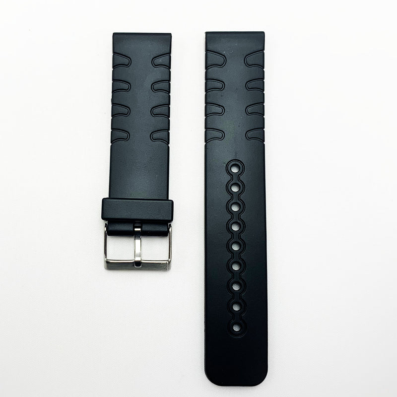 Load image into Gallery viewer, 22 mm pvc plain fin style watch band with black color quick release regular size watch strap 1
