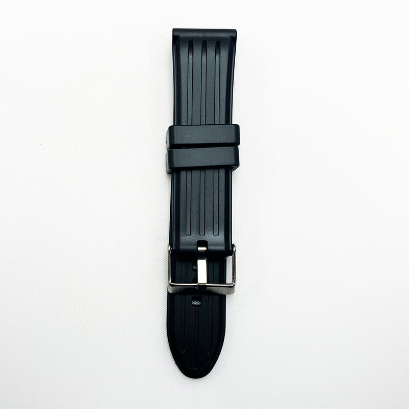 Load image into Gallery viewer, 22 mm pvc plain with 3 line style watch band black color quick release regular size watch strap 1
