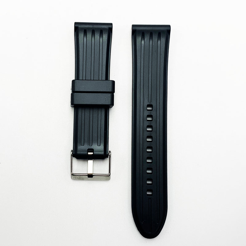 Load image into Gallery viewer, 22 mm pvc plain with 3 line style watch band black color quick release regular size watch strap 1
