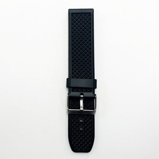 22 MM PVC Watch Rhombus Style Band Black Color Quick Release Regular Size Watch Strap - Universal Jewelers & Watch Tools Inc.