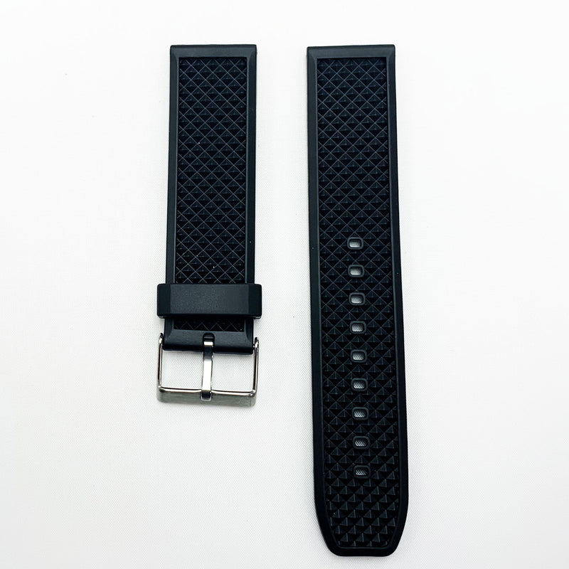 Load image into Gallery viewer, 22 mm pvc watch rhombus style band black color quick release regular size watch strap 1

