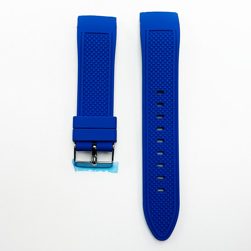 Load image into Gallery viewer, 22 MM Silicone Curve Watch Band Blue Color Quick Release Regular Size Watch Strap Steel HR
