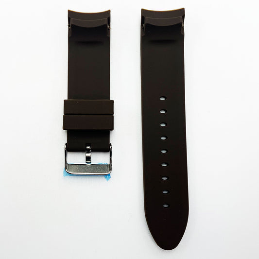 22 MM Silicone Curve Watch Band Coffee Color Quick Release Regular Size Watch Strap Steel HR - Universal Jewelers & Watch Tools Inc.
