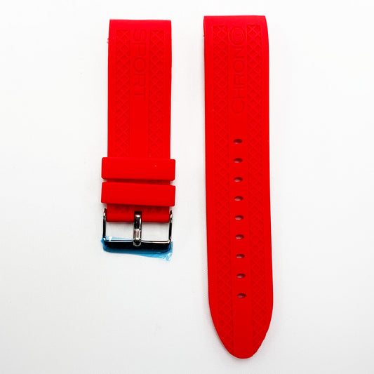 22 MM Silicone Curve Watch Band Red Color Quick Release Regular Size Watch Strap Steel HR - Universal Jewelers & Watch Tools Inc.