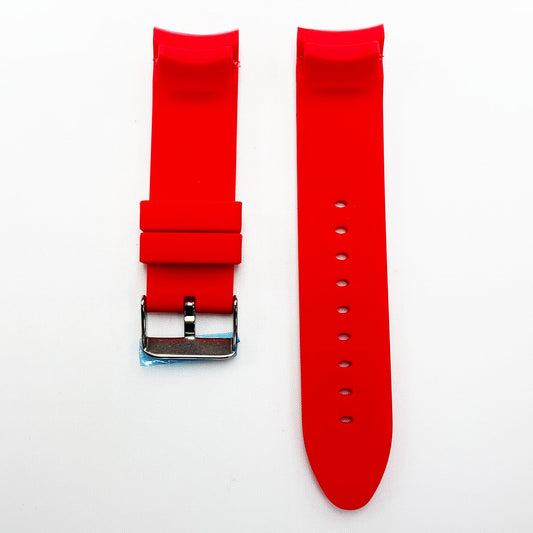 22 MM Silicone Curve Watch Band Red Color Quick Release Regular Size Watch Strap Steel HR - Universal Jewelers & Watch Tools Inc.