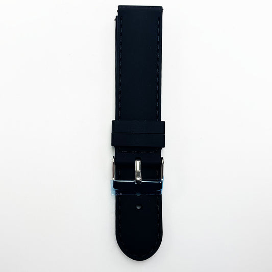 22 MM Silicone Padded Black Stitched Watch Band Black Color Quick Release Regular Size Watch Strap - Universal Jewelers & Watch Tools Inc.