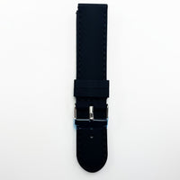 22 MM Silicone Padded Black Stitched Watch Band Black Color Quick Release Regular Size Watch Strap