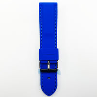 22 MM Silicone Padded Blue Stitched Watch Band Blue Color Quick Release Regular Size Watch Strap