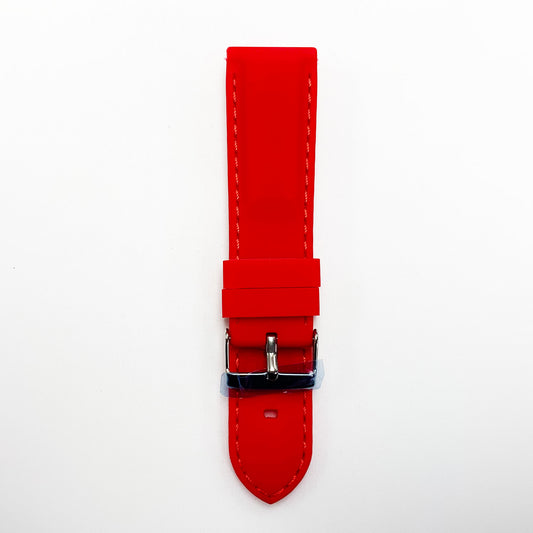 22 MM Silicone Padded Red Stitched Watch Band Red Color Quick Release Regular Size Watch Strap - Universal Jewelers & Watch Tools Inc.