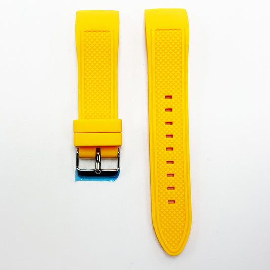 22 MM Special Curve Yellow Color Silicone Quick Release Regular Size Watch Strap Steel HR - Universal Jewelers & Watch Tools Inc.