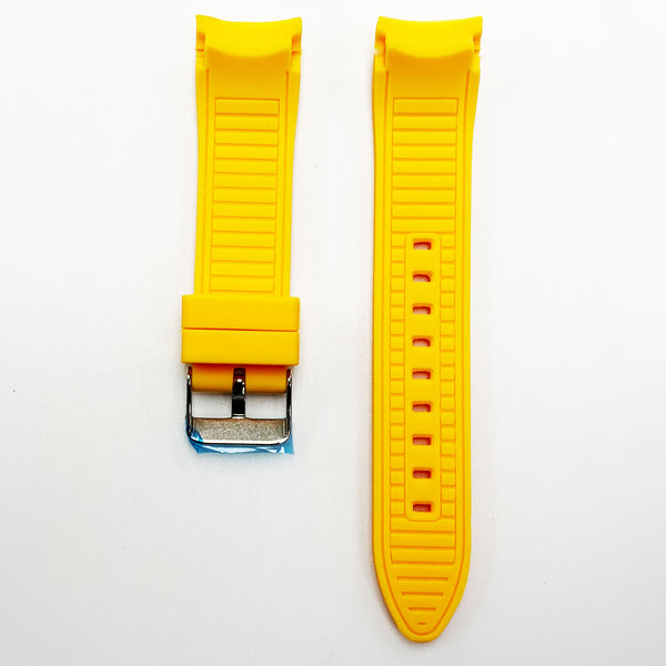 22 MM Special Curve Yellow Color Silicone Quick Release Regular Size Watch Strap Steel HR