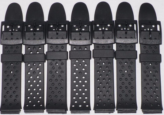 LOT OF 6pcs Watch Bands Black PVC Rubber 20MM - Universal Jewelers & Watch Tools Inc. 