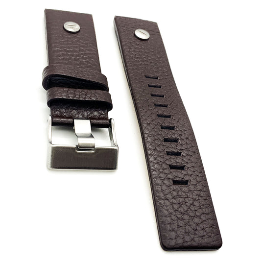 Genuine Leather Watch Band fit Diesel Watches With Screw, Black and Brown Watch Strap Replacement 22 MM to 28 MM