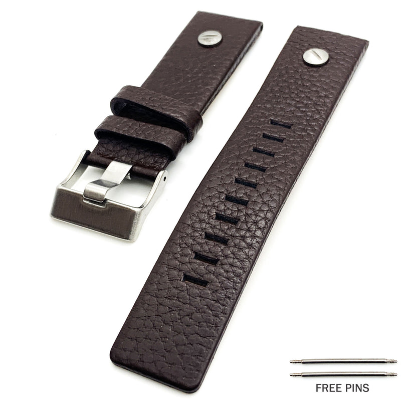 Load image into Gallery viewer, Genuine Leather Watch Band fit Diesel Watches With Screw, Black and Brown Watch Strap Replacement 22 MM to 28 MM
