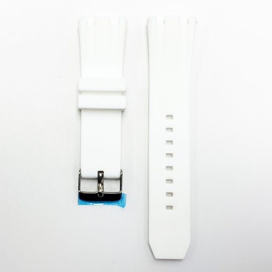 24 MM Silicone Special Double Cut Watch Band White Color Quick Release Regular Size Watch Strap - Universal Jewelers & Watch Tools Inc.