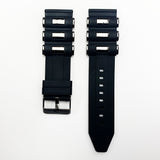24 MM Silicone with Metal Sports Watch Band Black Color Quick Release Regular Size Watch Strap