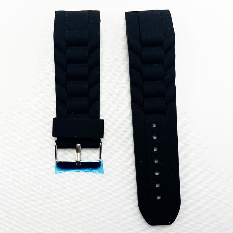 Load image into Gallery viewer, 24 MM Special Curve Black Color Silicone Quick Release Regular Size Watch Strap Steel HR
