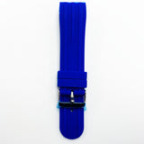 24 MM Special Curve Blue Color Silicone Quick Release Regular Size Watch Strap Steel HR