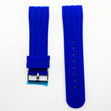 24 MM Special Curve Blue Color Silicone Quick Release Regular Size Watch Strap Steel HR