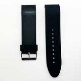 24 MM Special Curve Plain Black Color Silicone Quick Release Regular Size Watch Strap Steel HR