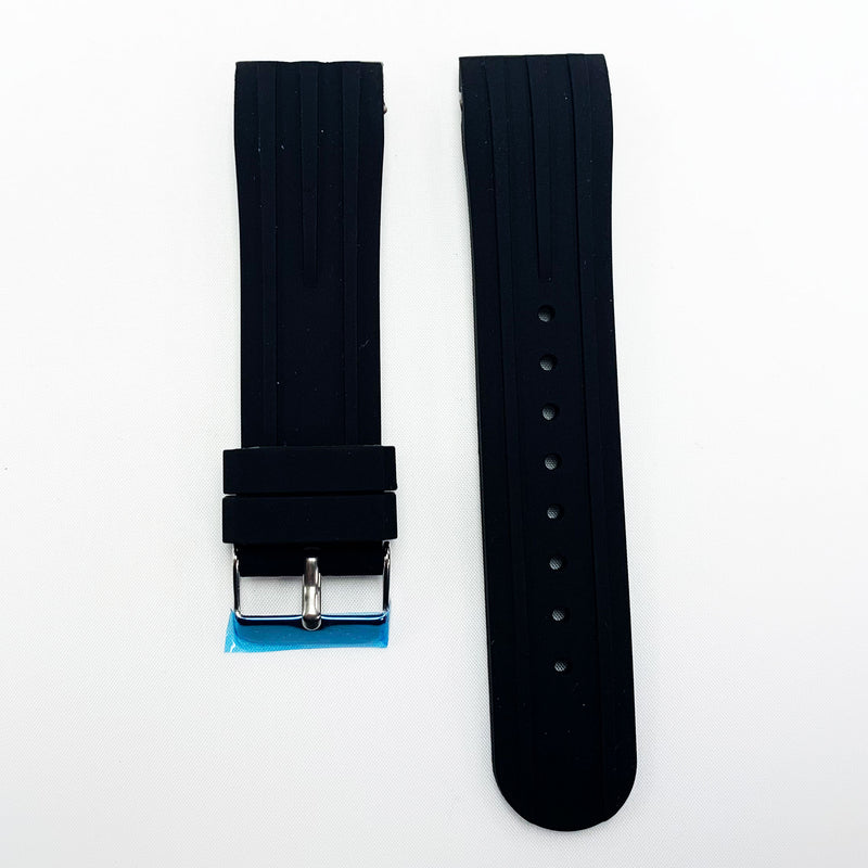 Load image into Gallery viewer, 24 MM Special Curve Style Black Color Silicone Quick Release Regular Size Watch Strap Steel HR
