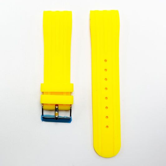 24 MM Special Curve Yellow Color Silicone Quick Release Regular Size Watch Strap Steel HR - Universal Jewelers & Watch Tools Inc.