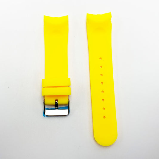 24 MM Special Curve Yellow Color Silicone Quick Release Regular Size Watch Strap Steel HR - Universal Jewelers & Watch Tools Inc.